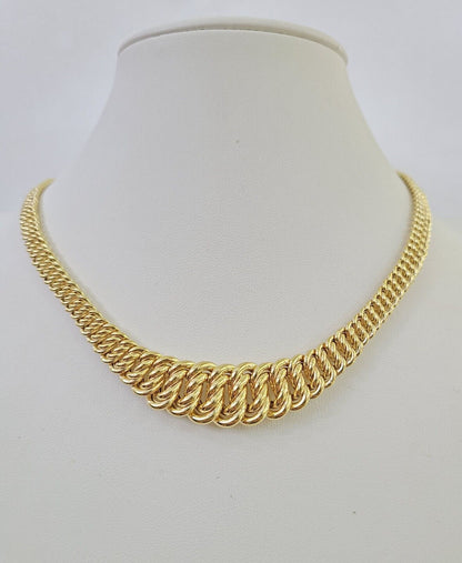10K Gold Flat Byzantine Link Princesa Necklace Bracelet 7mm Real Yellow SET