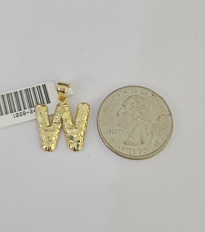 10k Gold Initial W Charm Rope Chain 16"-26" 2.5mm SET Necklace Alphabet Pendant