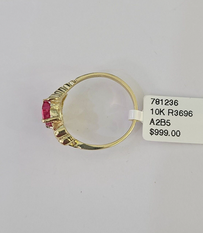 Real 10k Yellow Gold Hearts Ring For Ladies 10Kt Genuine All Sizes