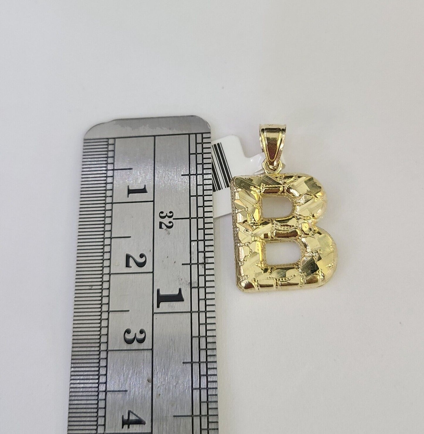 10k Gold Initial B Charm Rope Chain 16"-26" 2.5mm SET Necklace Alphabet Pendant