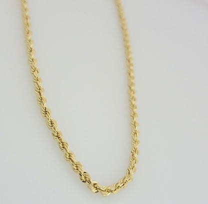 10K Yellow Gold Rope Chain Necklace 3mm 26 Inch REAL 10kt Diamond Cut For Mens