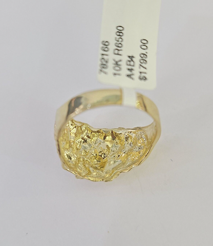 Real 10k Nugget Ring Yellow Gold Casual Ring 10kt Genuine All Sizes