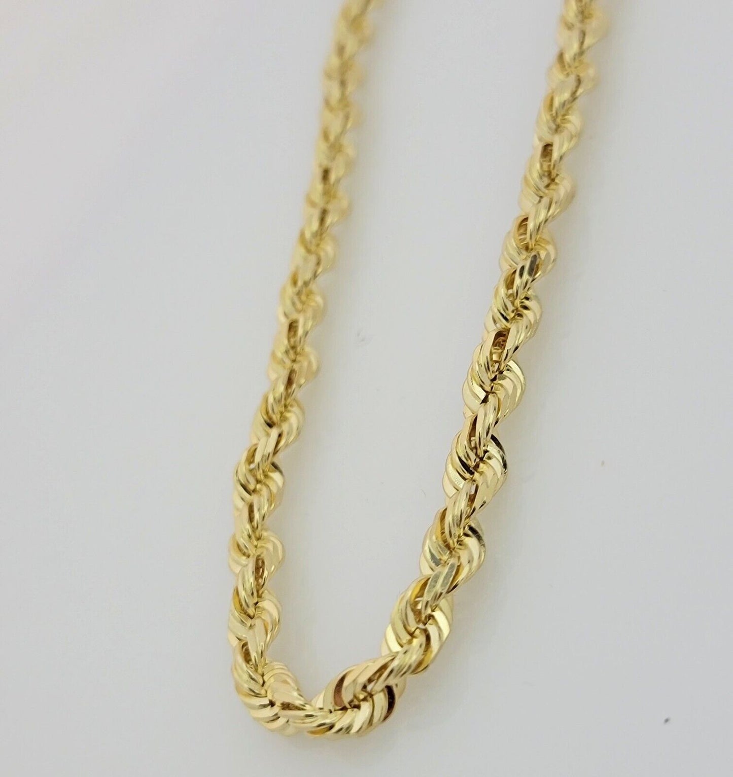 Real 10k Gold Necklace 6mm Rope 30 Inch Diamond Cut Solid 10kt Chain For mens
