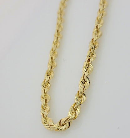 Real 10k Gold Necklace 6mm Rope 30 Inch Diamond Cut Solid 10kt Chain For mens