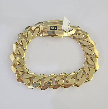 Real 10K Royal Monaco Bracelet Yellow Gold 9" Box Clasp 15mm Genuine