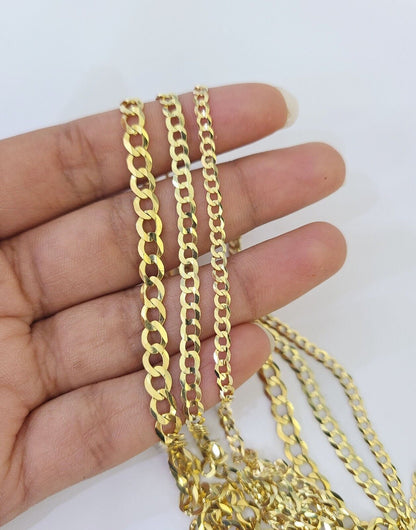 10k Gold Cuban Curb Necklace Chain 3mm 4mm 5mm 18-28 Inches 10kt Yellow Real