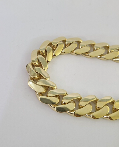 Real 10K Royal Monaco Bracelet Yellow Gold 8.5" Box Clasp 11mm Genuine Mens