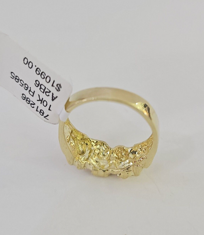 Real 10k Nugget Ring Yellow Gold Casual Ring 10kt Genuine All Sizes / Unisex