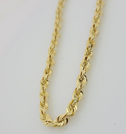 Real 10k Gold Chain Necklace Rope 24 Inch 6mm Diamond Cut Solid 10kt For mens