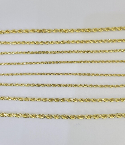 Real 14k Gold Rope Chain Necklace 2mm 2.5mm 3mm 4mm Yellow 14kt Men Women
