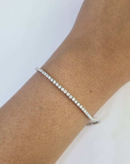 Sterling Silver Lab-Grown Diamond Bracelet Women Ladies 7 REAL Genuine 925