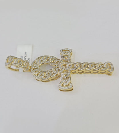 10k Diamond Jesus Cross Charm Pendant Yellow Gold Genuine Real