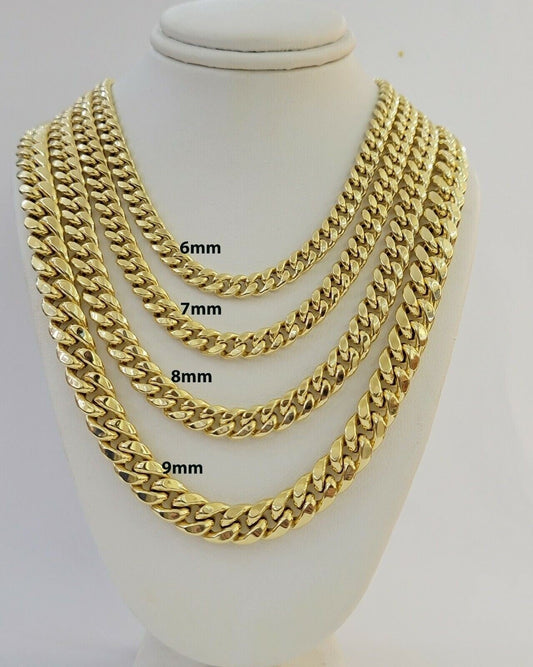 Real 14k Yellow Gold Miami Cuban link chain 8mm 30 Inch With Box Clasp Mens 14KT