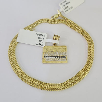 Front-facing view of Reva Jeweler 10K gold Mayan calendar pendant and chain