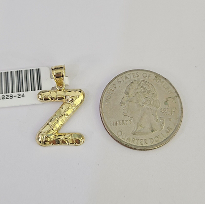 10k Gold Initial Z Charm Rope Chain 16"-26" 2.5mm SET Necklace Alphabet Pendant