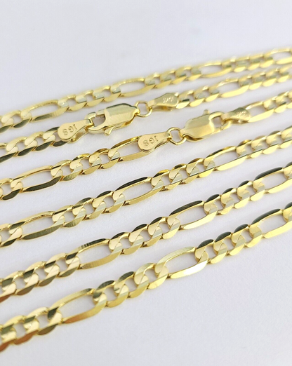 10K Solid Figaro Link Chain Necklace Yellow Gold 4mm 20" 22" 24" 10kt