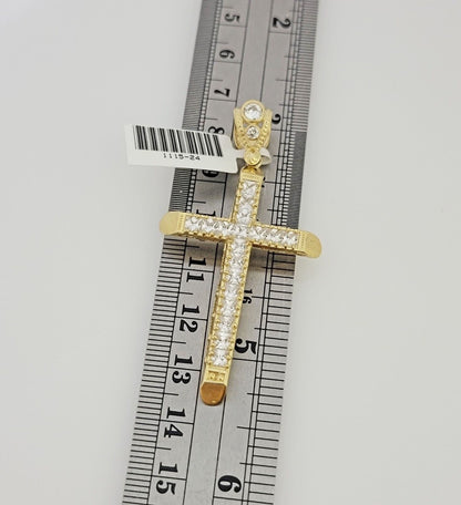 10k CZ cross pendant