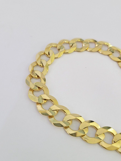 10k Solid Cuban Curb Link Bracelet Gold 9.5mm 8 Inches Real Yellow Gold