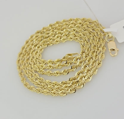 Real 10k Gold Chain Necklace Rope 24 Inch 2.5mm Diamond Cut Solid 10kt Men Women