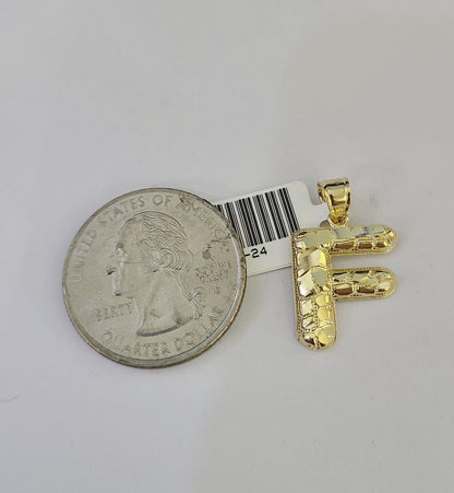 10k Gold Initial F Charm Rope Chain 16"-26" 2.5mm SET Necklace Alphabet Pendant