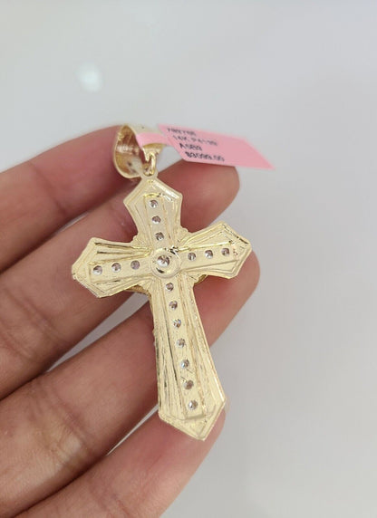 14k Gold Rope Chain Necklace Jesus Cross Charm Pendant Set 18"-28" inch 6mm