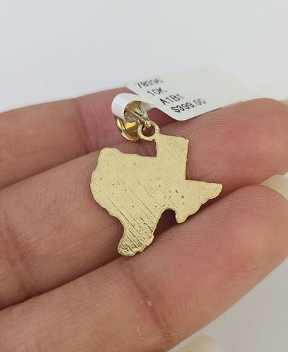 10K Solid Franco Chain Texas Map Pendant Charm Necklace 16"-24" 1mm Ladies