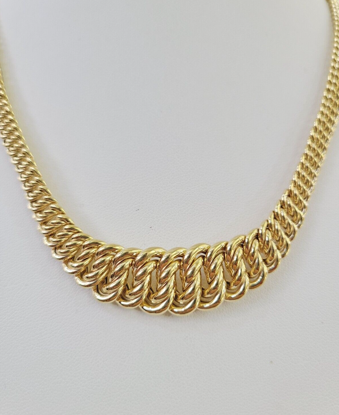 10K Gold Flat Byzantine Link Princesa Necklace 7mm 18 inch Real Yellow Chain