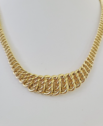 10K Gold Flat Byzantine Link Princesa Necklace 7mm 18 inch Real Yellow Chain