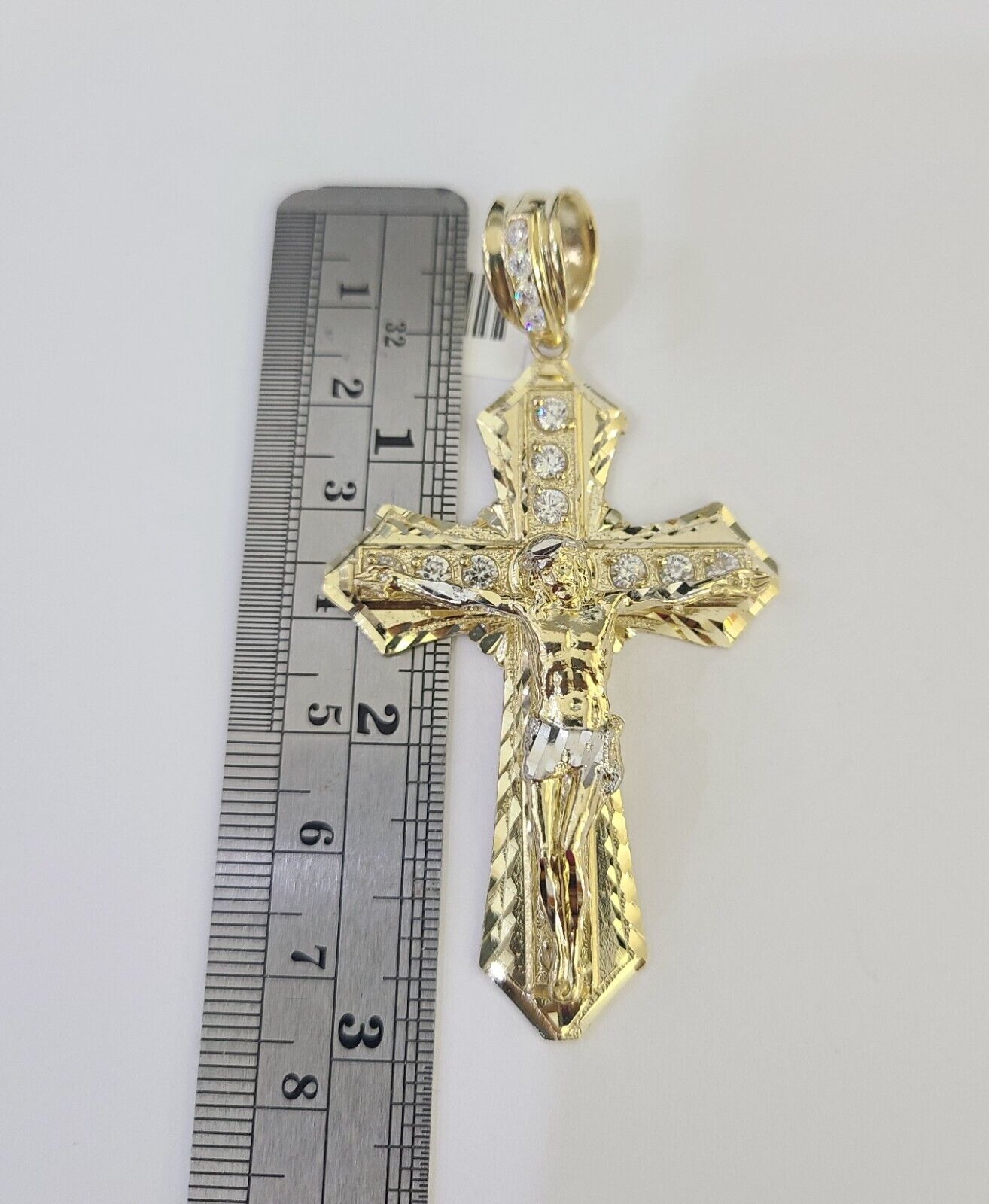 Real 10K Yellow Gold Jesus Cross Pendant with 8mm Rope Chain 20–30" Men's Religious Necklace