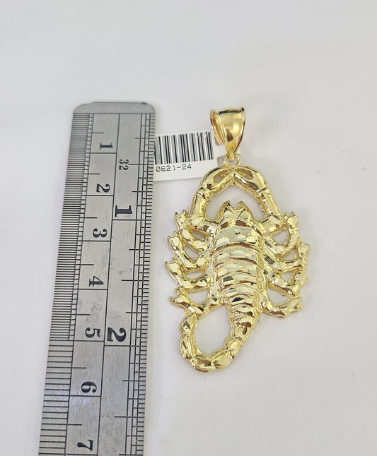 10K Franco Chain Scorpio Pendant Charm Necklace 20"-28" 4mm Gold SET Yellow