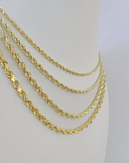 14K Yellow Gold Rope Chain Necklace – Real 14kt – 3mm to 6mm – 20" 22" 24" 26" – Unisex