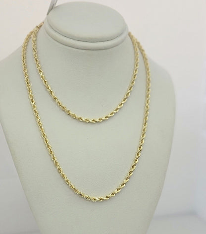 10K Yellow Gold Rope Chain Necklace 3mm 22 Inch REAL 10kt For Men & Women