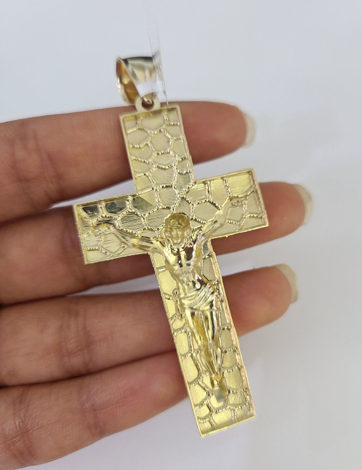 10K Yellow Gold Rope Chain Jesus Cross Pendant Set 8mm Men's Necklace 20–30 Inch Diamond Cut Religious Jewelry