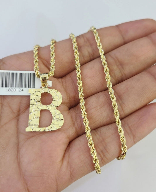 B pendant rope chain close-up