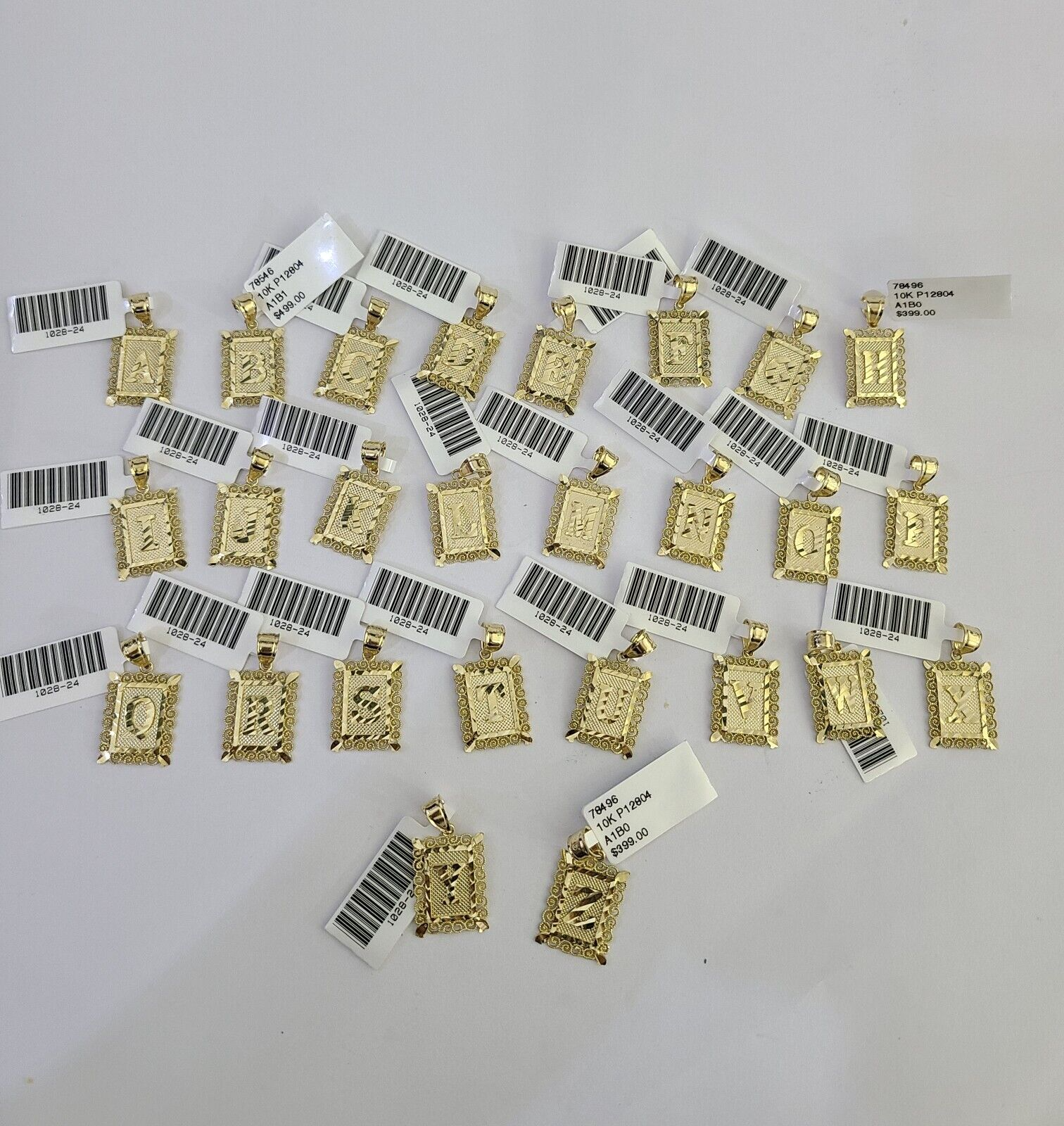 10K gold initial letter charm