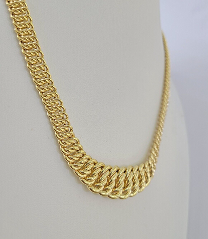 10K Gold Flat Byzantine Link Princesa Necklace 7mm 18 inch Real Yellow Chain