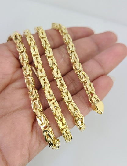 14K Gold Necklace Chain Jesus Crucifix Cross Charm Turkish Byzantine 4mm 24"