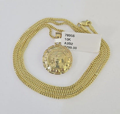 10K Solid Franco Chain Jesus Virgin Mary Pendant Charm Necklace 18"-24" 1mm Gold