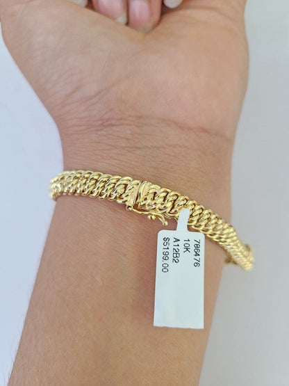 10K Gold Flat Byzantine Link Princesa Bracelet 7mm 7.5" inch Real Yellow