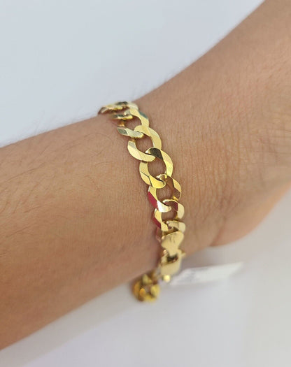 10k Solid Cuban Curb Link Bracelet Gold 7mm 7 Inches Women Real Yellow Gold
