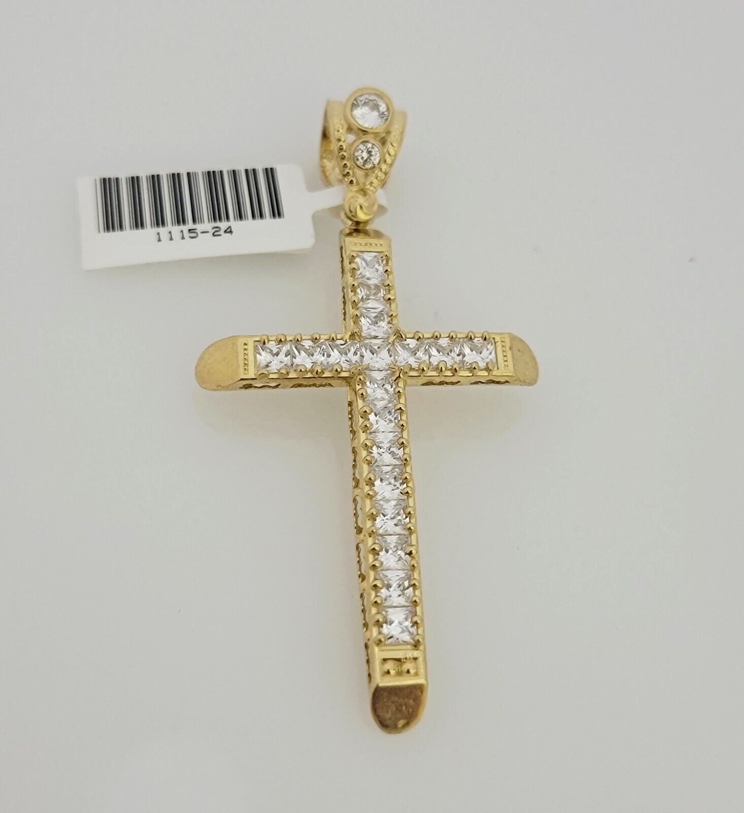 CZ cross pendant close-up