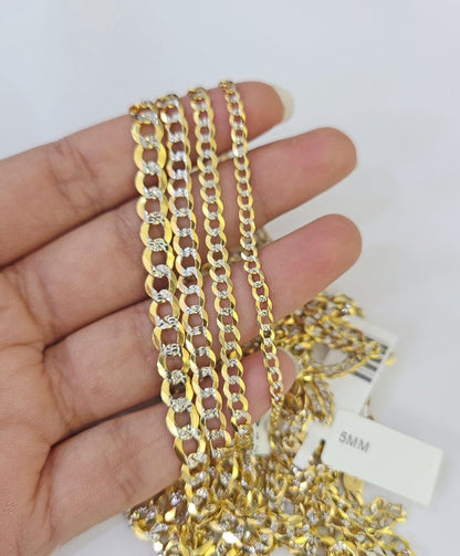 10k Gold Cuban Curb Necklace Chain 3mm-6mm 18-28 Inches 10kt Yellow Diamond Cuts