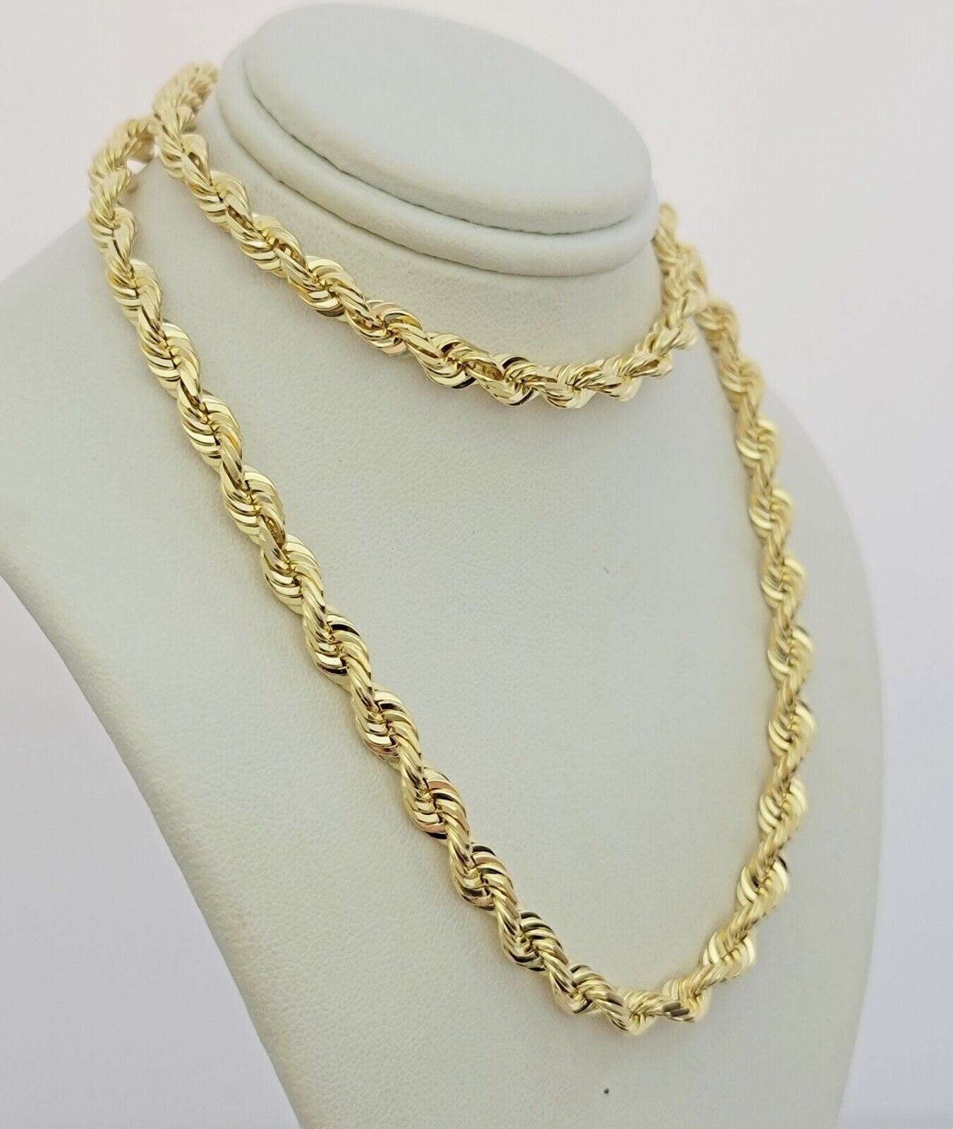 Real 10k Gold Necklace 6mm Rope 30 Inch Diamond Cut Solid 10kt Chain For mens