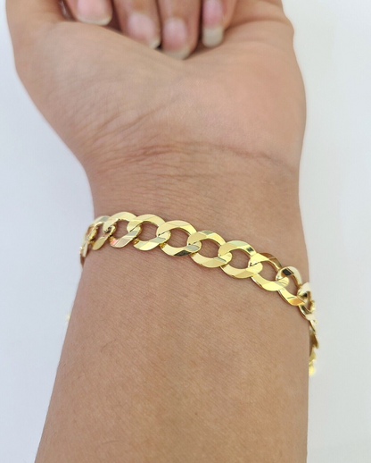 10k Solid Cuban Curb Link Bracelet Gold 8mm 8 Inches Real Yellow Gold