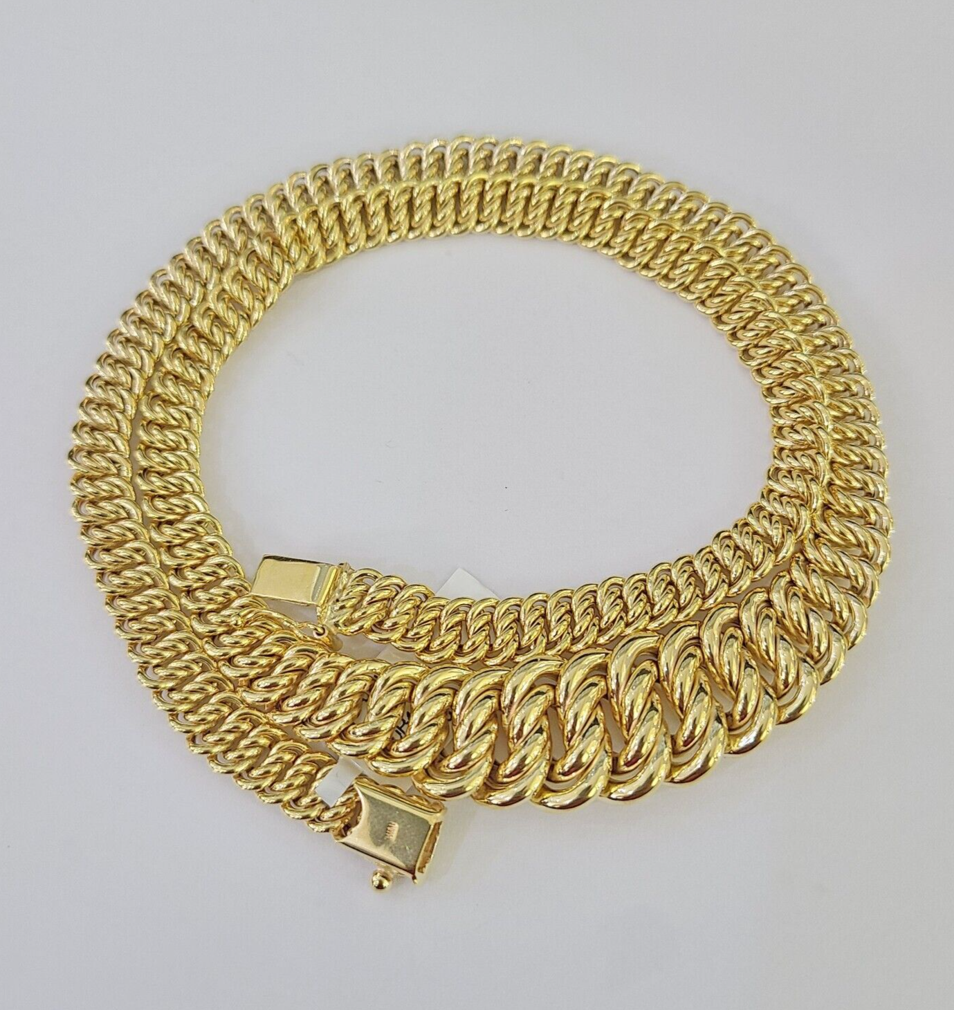 10K Gold Flat Byzantine Link Princesa Necklace 7mm 18 inch Real Yellow Chain