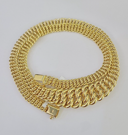 10K Gold Flat Byzantine Link Princesa Necklace 7mm 18 inch Real Yellow Chain