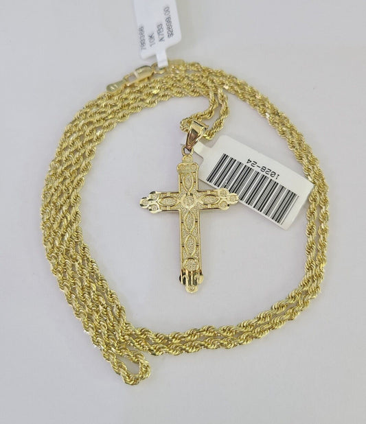 Jesus Cross charm on 2mm rope chain