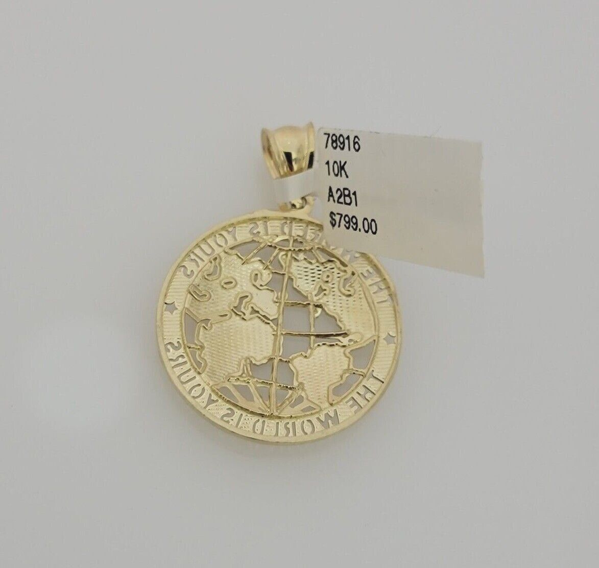 Real 10k Gold Chain Pendant SET World's Your Charm Miami Cuban Link Necklace 22"
