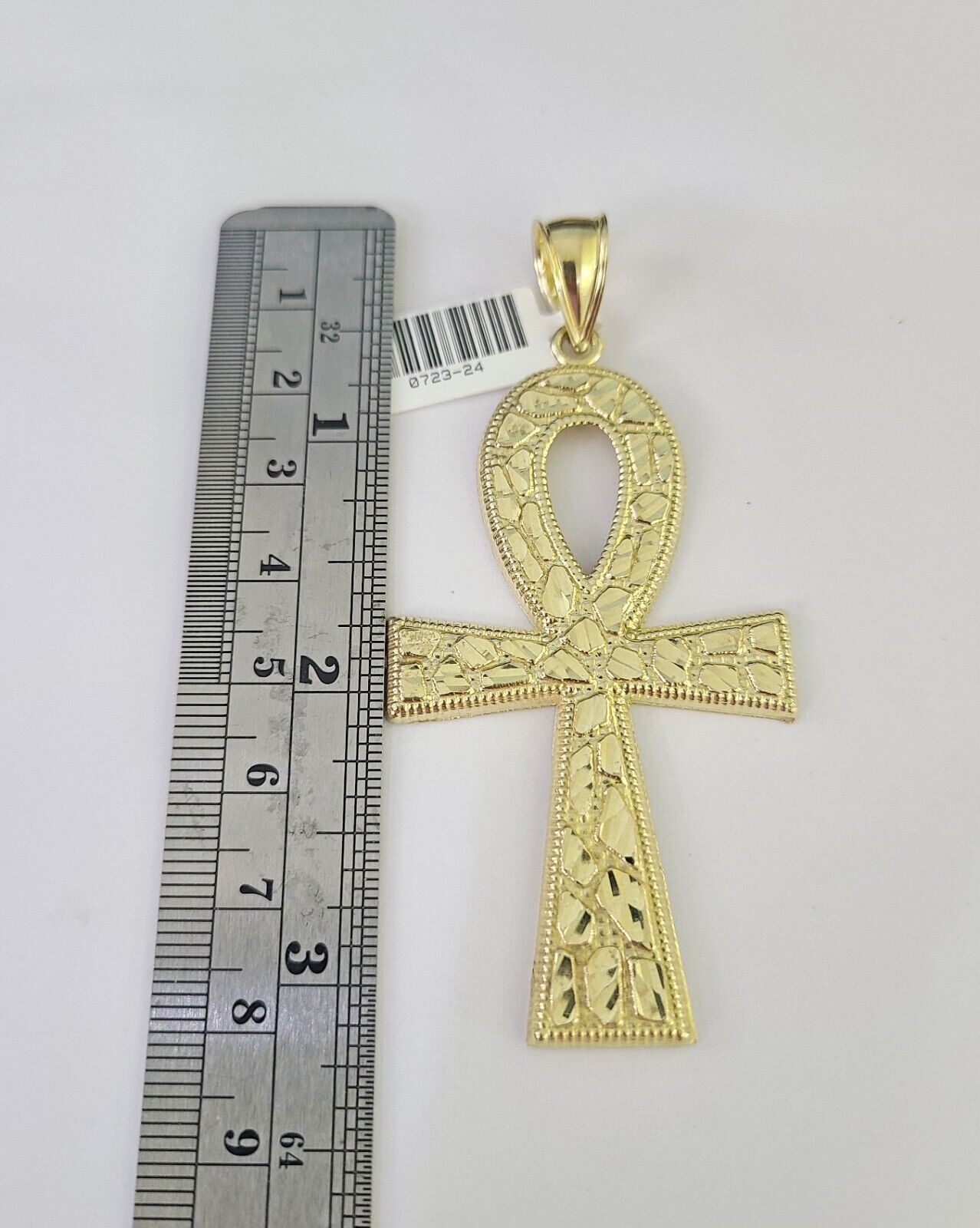 Luxury 10K gold Franco chain necklace with Jesus Ankh cross pendant by Reva Jeweler