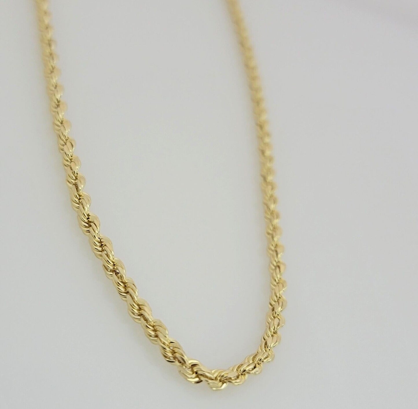10K Yellow Gold Rope Chain Necklace 3mm 26 Inch REAL 10kt Diamond Cut For Mens